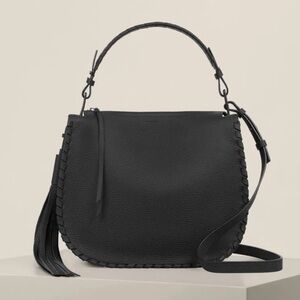 AllSaints Black Leather Hobo Shoulder Bag